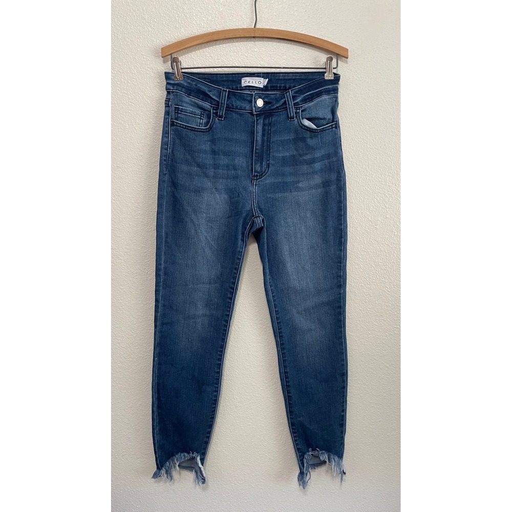 Cello Skinny Jeans Women 9 Blue Excellent High Rise Frayed Step Hem WV77436M